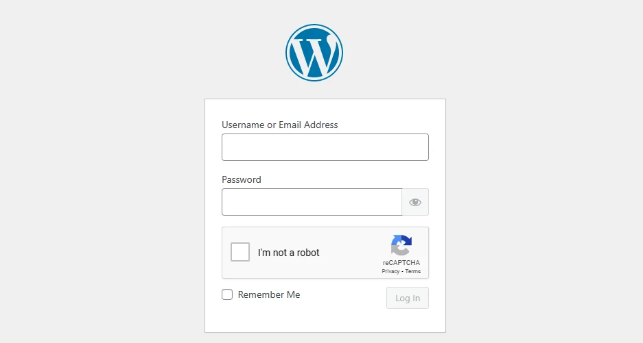 halaman login dashboard website wordpress.